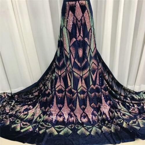 African velvet Lace Fabric Embroidered Nigerian Sequins Lace Fabric 2020 High Quality French Bronzing Lace Fabric For Women