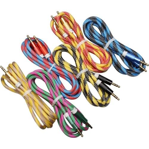 500pcs/lot 3.5mm Audio Cable 1.5M Nylon Car AUX Cabel 3.5 mm Jack Phone Cable for Samsung Xiaomi Huawei Smartphone Headset