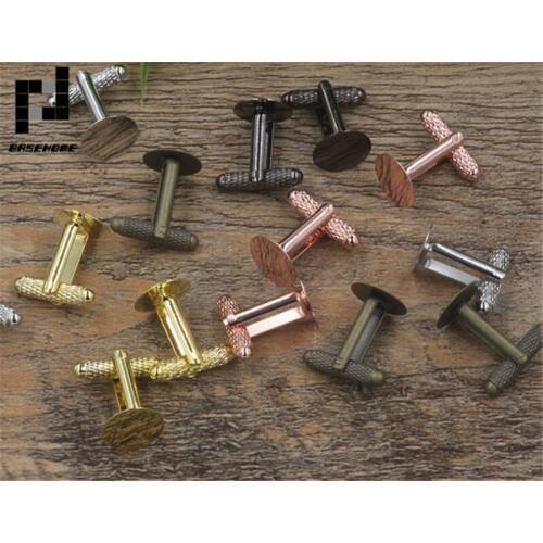BASEHOME 10pcs/lot 6 Colors Screw Thread Cufflink Settings 6/8mm Blanks Bezel Base For DIY French Style Cufflink Making