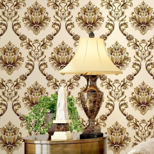 Beibehang Wallpaper European embossed Damascus pvc wallpaper home improvement bedroom wallpaper hotel wallpaper Papel de parede