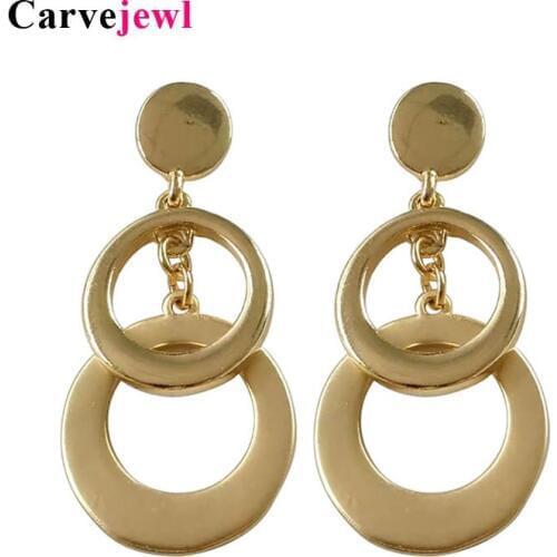 Carvejewl New Arrival metal Earrings Pendientes Mujer Jewelry Round circles Dangle Earrings For Women Gold Color Bijoux Fashion