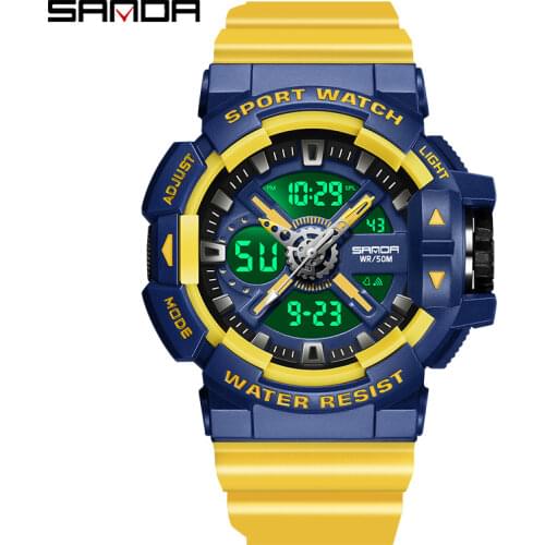 SANDA 2021 G Style Fashion Sports Watch LED Mens Military Watch Shockproof And Waterproof Digital Personality Quartz Watch