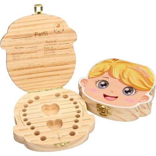 Wood Baby teether Baby Tooth Box Organizer Save Boxes Milk teeth organizer Multifunction Wooden Storage Box Tooth For Boy Girl