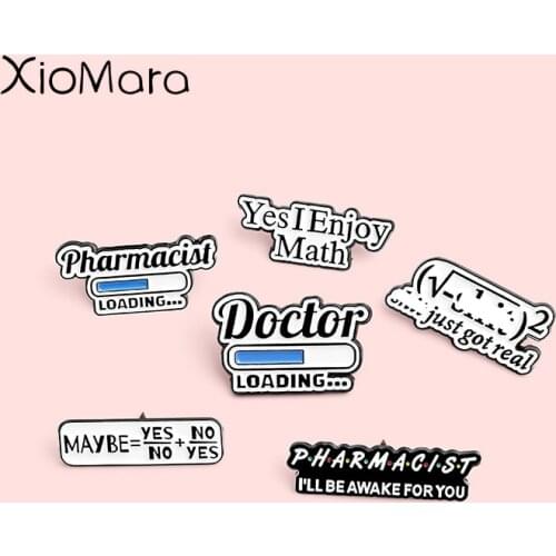 Enjoy Math Enamel Pins Fun Formula Brooches Lapel Badges Fashion Jewelry Gifts for Students Friend Wholesale Pin