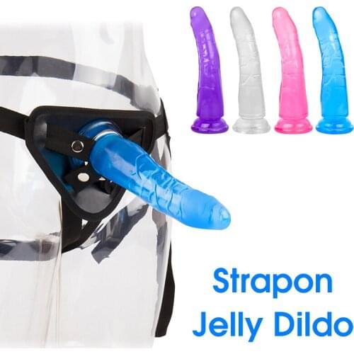 Erotic Soft Crystal Jelly Dildo Realistic Suction Cup Strap On Penis Pegging Strapon Harness Anal Dildo Adult Sex Toys for Woman