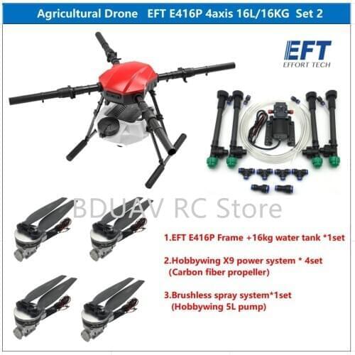 NEW EFT E416P 16L 16kg Agricultural spray drone frame kit four-axis Folding Quadcopter with Hobbywing X9 power system UAV