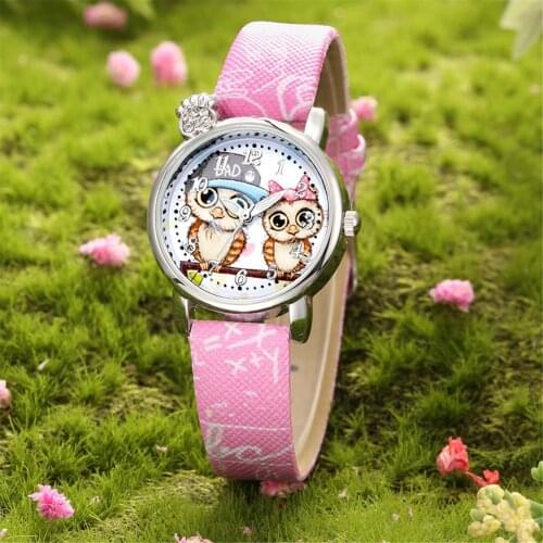 Fashion childrens watch cartoon buckle dazzling childrens mesh belt watch 3D embossed owl pattern childrens watch часы X5