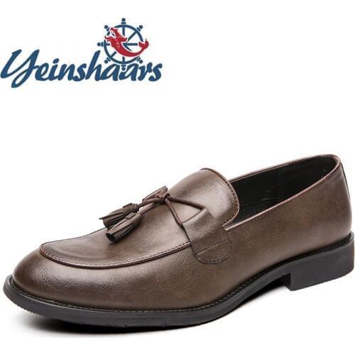 Men Casual Summer Shoes Breathable Lightweight Leather Loafers Fashion Business Tassel Lace-Up Formal Shoes Vintage Size 38-47