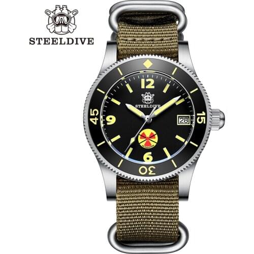 STEELDIVE 1952T Diver Watch Mens 300M Water Resistant NH35 Automatic Sapphire Crystal Blue AR Coating Luminous