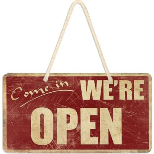 WE'RE OPEN/CLOSED Welcome Door Sign PVC Rectangular Hanging Signs Wall Plaque For Front Door Porch Yard Garden Decor 6x11 Inch