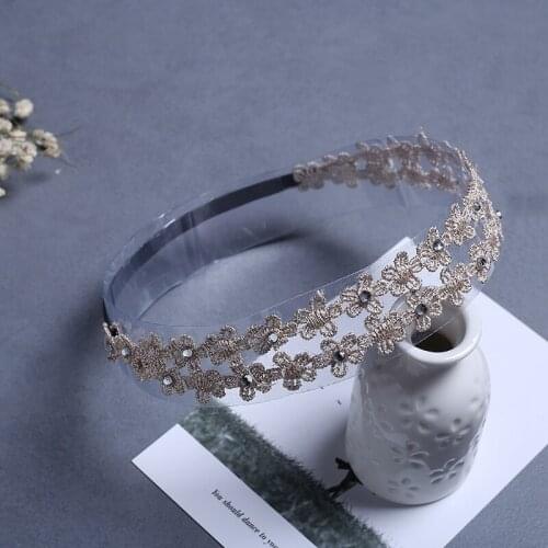 1PCS New Golden Lace Flowers Baby Headband Children Girls hair bands white Lace Flowers headband for a girl hairband