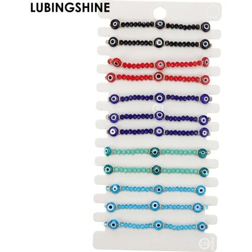 Handmade Braided Crystal Beads Evil Eye Bracelet Retro Bohemia Adjustable Bracelets For Women Men Jewelry Student Girl Boy Gift