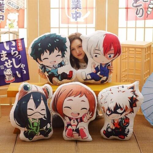 1pc 40/55cm Lovely Anime Bakugou Katsuki Todoroki Shoto Midoriya Izuku Bolster Plush Boku No Hero Academia Pillow Cartoon Toys