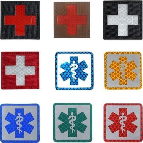 Pvc Reflective Medic EMT Star of Life Multicolor Rescue IR Chapter patches Army Cross Tactical Combat Emblem Applique Badge
