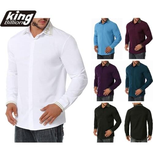 EU Size 2021 New Casual Mens Fashion High Quality Leisure Color Matching Business Fashion Embroidered Long Sleeve Shirt