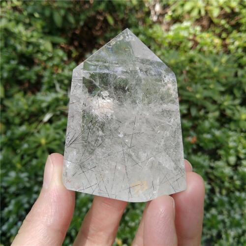 Rutilated Quartz Crystal Point Crystal Wand Meditation Tool Healing Reiki Crystal Grid Supply Generator Decor. Gift Love