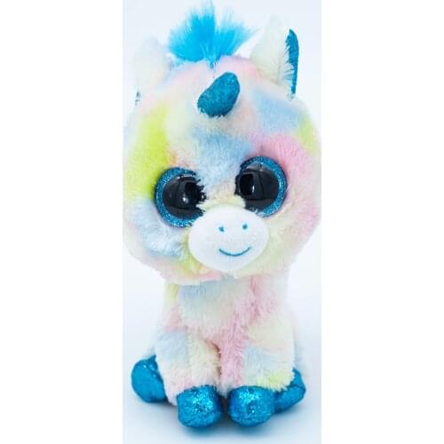 15CM Ty Beanie Glittery Big Eyes Ice Cream Color Unicorn With horns Cute Soft Stuffed Plush Animal Doll Kids Toys Birthday Gifts