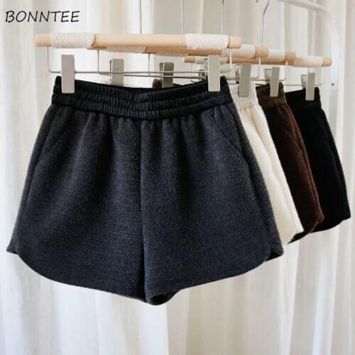 Shorts Womens Solid Comfortable Elastic Waist Minimalist Spring All-match Korean Style Leisure Loose Feminino Trousers Fashion