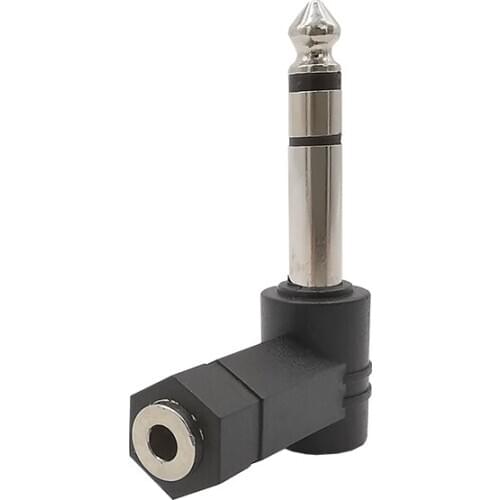 1/2Pcs Right Angle 6.35mm Headphone Plug 90 Degree 6.35mm Male to 3.5mm Jack Female Stereo Microphone Audio Speaker Connecters