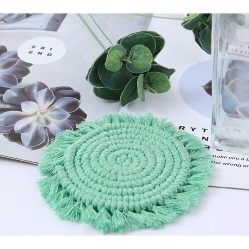 Nordic Hand-woven Colorful Cotton Rope Coaster Round Table Mat Placemat Potholder Table Cloth Coffee Table for Living Room