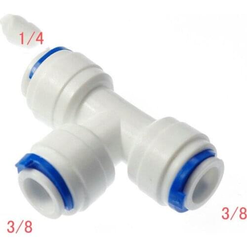 5PCS 3/8" 3/8" 1/4" Splitter Tube OD Type T Qucik Connection RO Water Connector