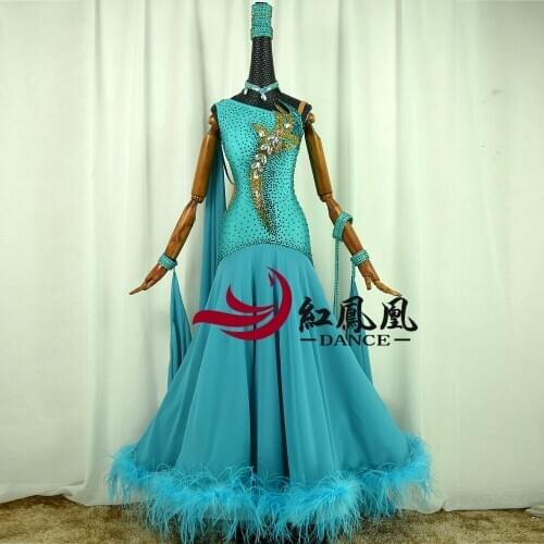 Standard Ballroom Dress Women New Of 2018 Custom Made High-necked Long Sleeved Waltz Ballroom Dance Competition Dresses