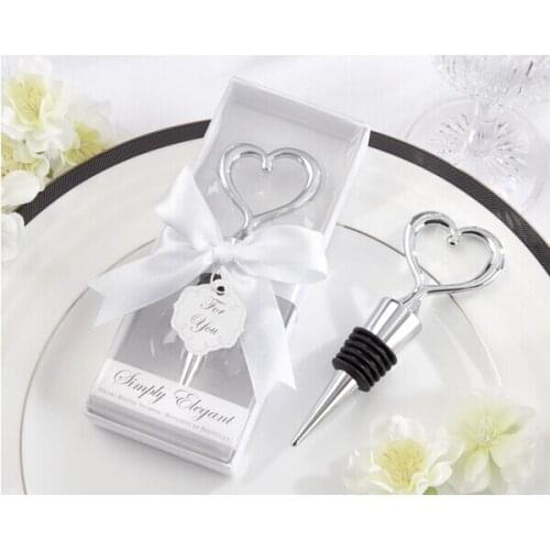 Wedding Favor Gift 10PCS/LOT Love Heart Shape White Gift Box Wine Bottle Stoper Party & Wedding Souvenirs