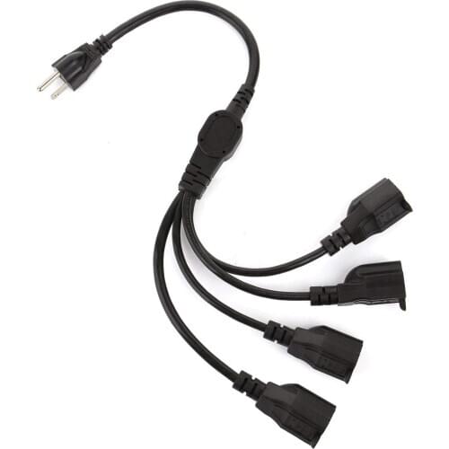 UL Listed 3 Prong 1-to-4 Power Cord Splitter Cable - 20" Inches Power Extension Cord - Cable Strip Outlet Saver - 16AWG