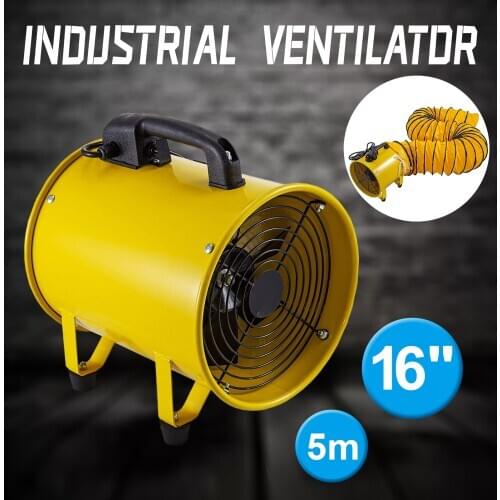 Utility Blower Fan 16 inch Two Speed Portable Ventilator 110V 1100W with 5M Duct Hose High Velocity Utility Blower