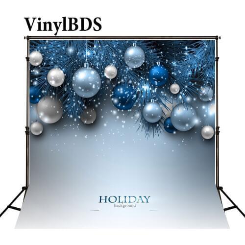 VinylBDS Backdrop Christmas Background Kerst Backdrop Blue Bolas Navidad Decoracion Children Photo for Photocall Navidad