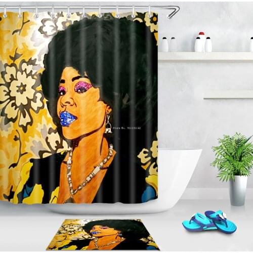 Sell 3D Digital Printing Shower Curtain African Beauty Polyester Waterproof and Mildew Proof Shower Curtain