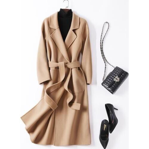 2020 Wool Coat Women Autumn High Street Turn-down Collar Long Sleeve Outwear Black Desigual Camel Womens Long Cashmere Coats