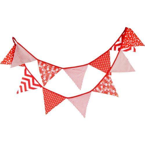 1pcs 3.3M 12Flags Home Decoration Red Pastoral Cloth Flag Banner Family Party Birthday Wall Deco Outdoor Wedding Pennant