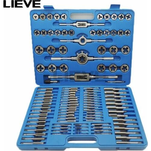 110pcs Metric Tap and Die Set Thread Cutting Edge Holder Repair Tool Metalworking Hand Tools Tap Wrench With Case