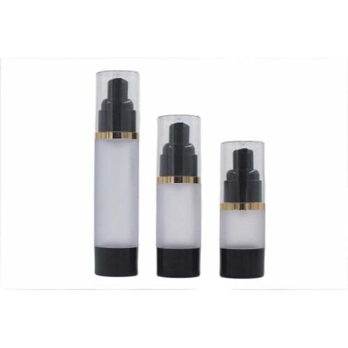 15ML frosted black plastic airless bottle gold line lotion/emulsion/serum/liquid foundation/whitening essence cosmetic packing