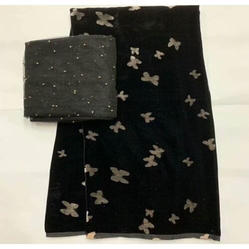 2020 Soft High Quality Velvet Lace Fabric Embroidered Printed Velvet Silk Fabric 7 Yards For Sewing Textile Material! LXF88203