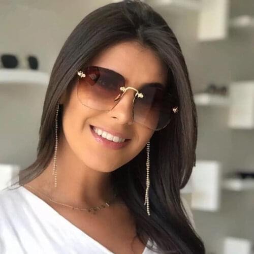 Square Sunglasses Women Frameless Gradient Sun Glasses Women/Men Brand Designer Retro Pink Outdoor Lentes De Sol Mujer