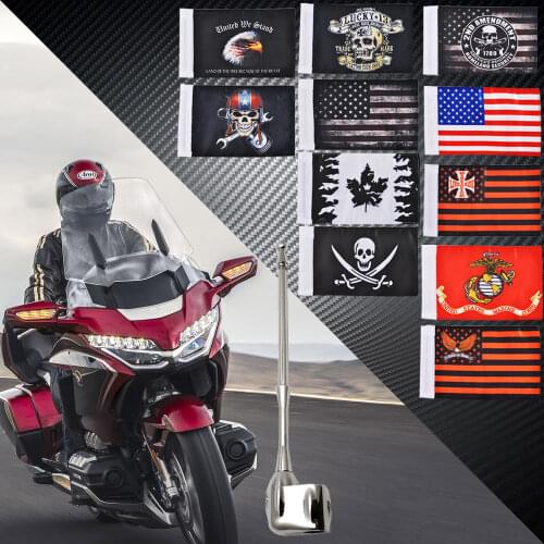 Motorcycle Luggage Rack Antenna Vertical Flag Pole Multiple Styles Premium Flag Mast Kit For Honda Goldwing GL1800 2001-2011