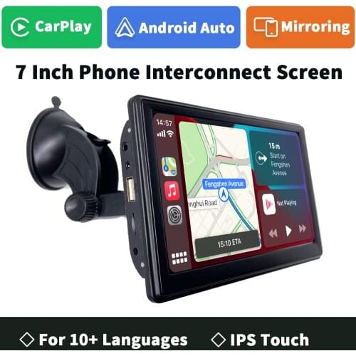 Wireless CarPlay Screen Portable 7 Inch IPS Android Auto Wireless AirPlay Easy to Install for Car SUV Pickup Truck
