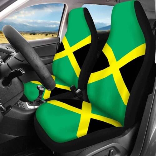 INSTANTARTS Jamaica Flag Pattern 2pcs/Set Front Seat Cover Comfortable Car Interior Seats Protector Van Front Seat Covers 2020
