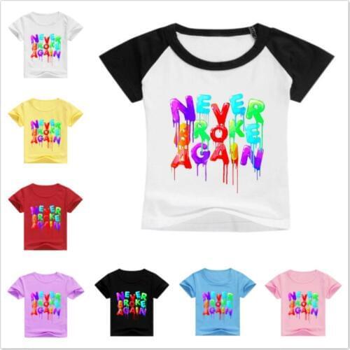 Children Summer Short Sleeve T-Shirt Kid Letter Never Broke Again Print Funny T Shirts For Baby Costume Boy Girl Top Tee Clothes