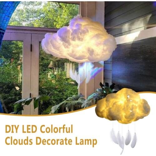 Children Bedroom DIY Hanging Cotton Cloud Lamp Warm White LED Night Lights Kids Girl Birthday Handmade Gift Nursery Wall Decor