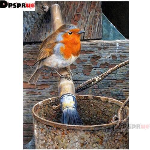 Dpsprue Full Square/Round Diamond Painting Cross Stitch Diamond 3D Embroidery bucket Bird DIY 5D Moasic Home Decor Gift Pu02