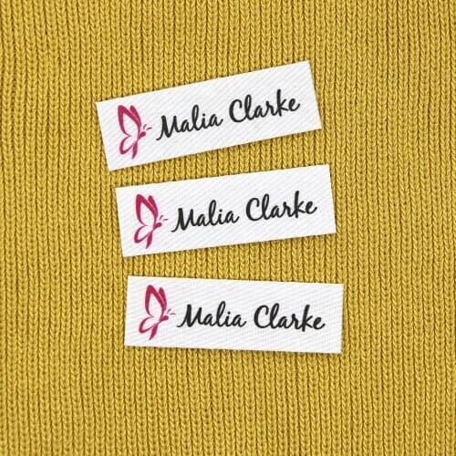 120 pieces Custom Ironing Labels, Custom Clothing Labels, Text, iron on , Organic Cotton Fabric Name Label (YT239)