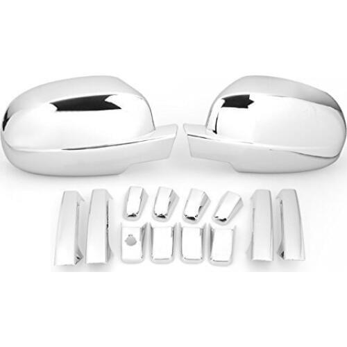 Chrome Side Door Handle + Full Mirror Cover Fit for 07-13 Chevy Silverado Tahoe