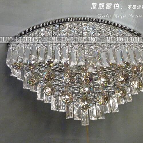 European style crystal ceiling lamp, guest dining room entrance balcony, LED bedroom lamp, luxury cognac color oval lamp