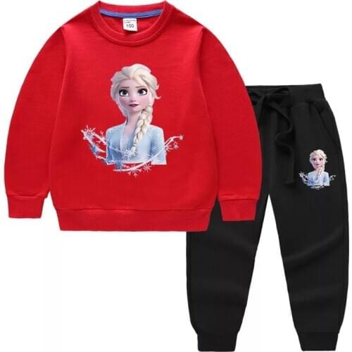 New Disney Princess Elsa Girl Clothes Set Baby Hoodies Sweatshirts+Pants 2Pcs Clothing Suit Casual Toddler Kids Sport Outfits