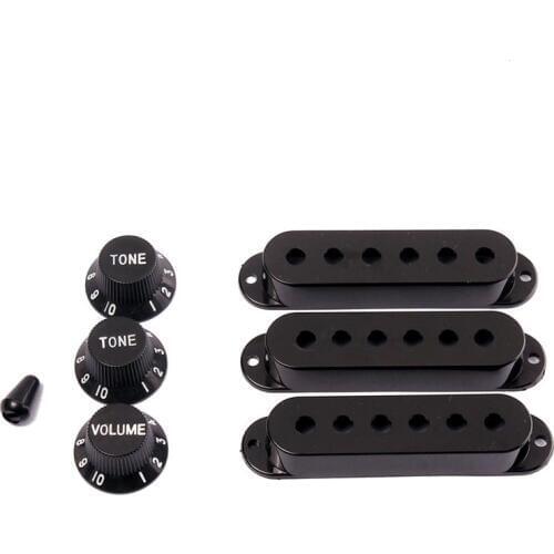 Strat Guitar Pickup Covers Knobs Switch Tip Set for Fender Stratocaster Replacement Accessory Kit Black