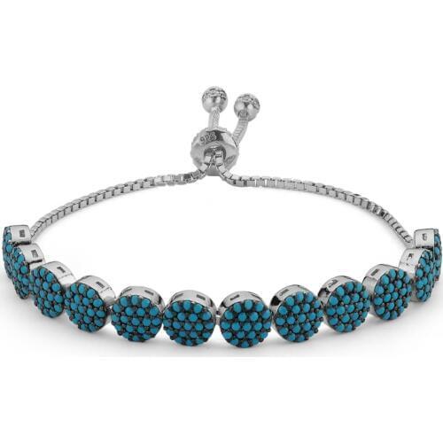 KUTAYDAN 925 Sterling Silver Nano Turquoise Gemstone Elevator Bracelet