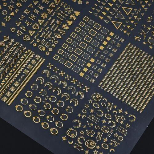 30Sheet/Set Nail Stickers 3D Flower Rivet Moon Star Hollow Gold Decals Adhesive Hot Stamping Manicure Nail Art Decorations KG/91
